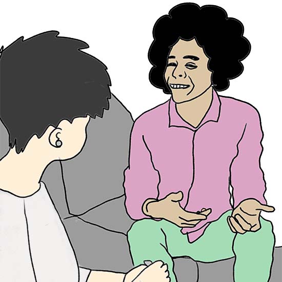 話し合う